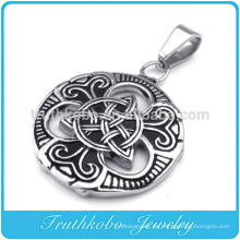 TKB-P0066 SCHMUCK VINTAGE EDELSTAHL IRISCHE TRIQUETRA KNOTEN AMULETTENANHÄNGER UNISEX HERREN FRAUEN HALSKETTE